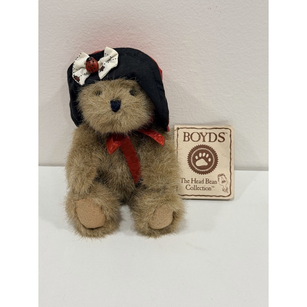 Lindsay Ladybug Boyd's Bear Head Bean Collection Plush Bear Rare Retired NWT